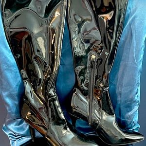 Nine West Fetta  Patent Leather Stiletto 3.5 inch boots Size 9 New Never Worn